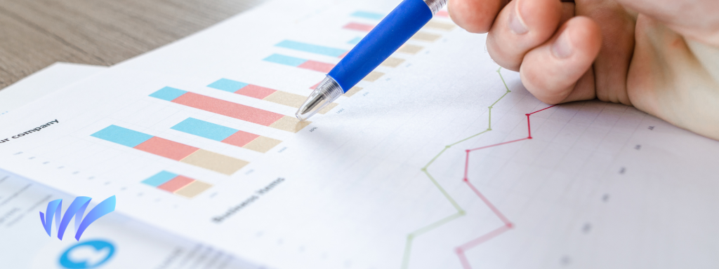 A dashboard or analytics screen showing upward trends